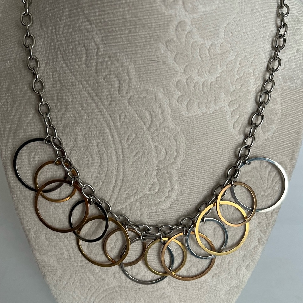 SteelX Stainless Steel Mixed Metal Gold Silver Necklace 18” Adjustable NWT